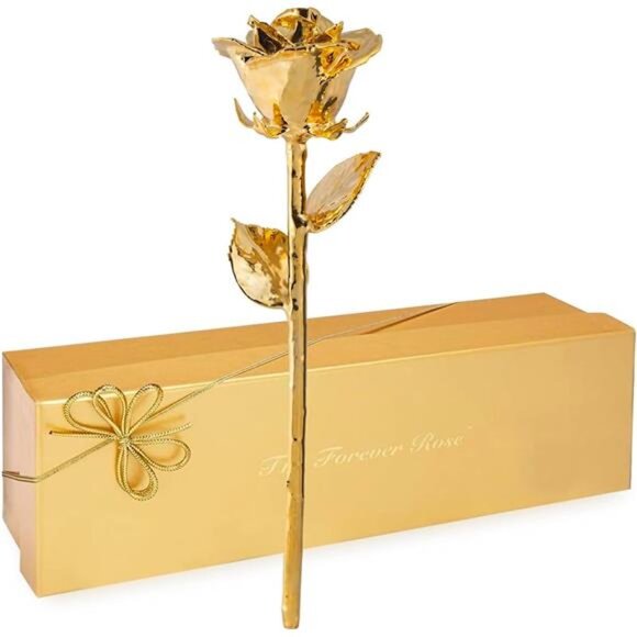 Forever Rose Real 24K Gold Rose, Genuine Kind Rose Hand Dipped in 24K Gold Roses - Picture 1 of 7